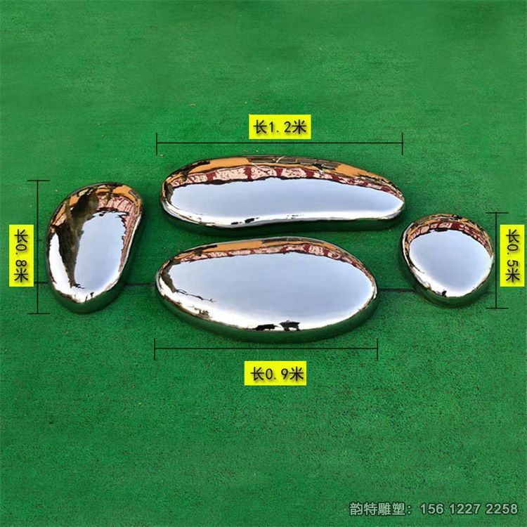 抽象不銹鋼鵝卵石雕塑，庭院鏡面鵝卵石雕塑定做廠家